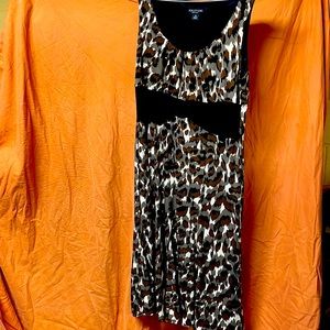 Perceptions New York Sleeveless Dress Size 14 Animal Print Browns Blacks Tan